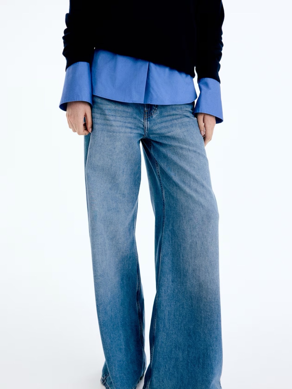 H&M Light Blue Wide-Leg Jeans high waist